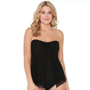 Croft & Barrow Lace Flyaway Bandeau Tankini Top NWT
